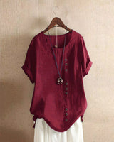 Beatrice | Women Button Detail Casual Short Sleeve Blouse – Red | The Bellemont Sisters Australia