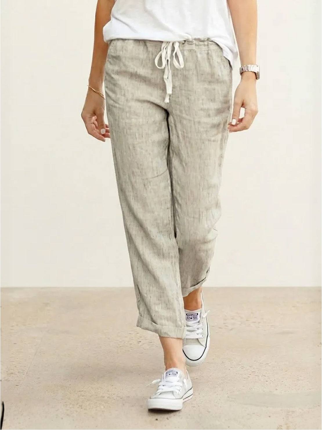 Alexa | Women's Drawstring Waist Casual Slim Fit Pants – Apricot | The Bellemont Sisters Australia