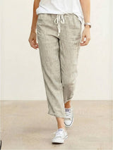 Alexa | Women's Drawstring Waist Casual Slim Fit Pants – Apricot | The Bellemont Sisters Australia