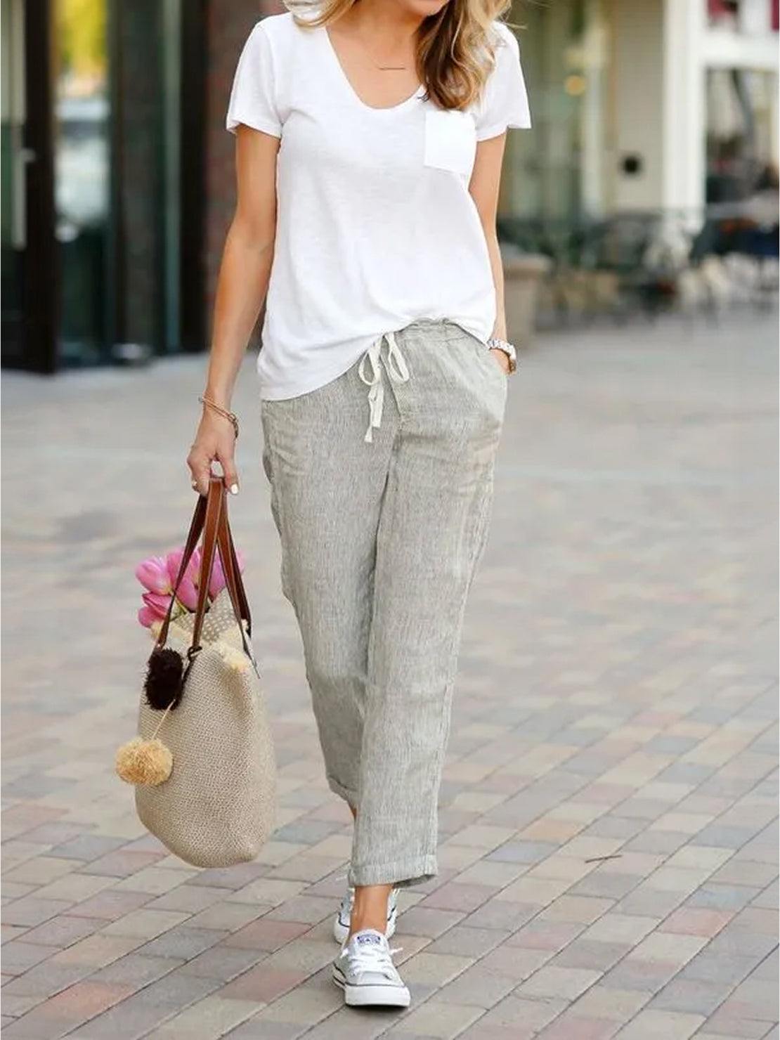 Alexa | Women's Drawstring Waist Casual Slim Fit Pants | The Bellemont Sisters Australia