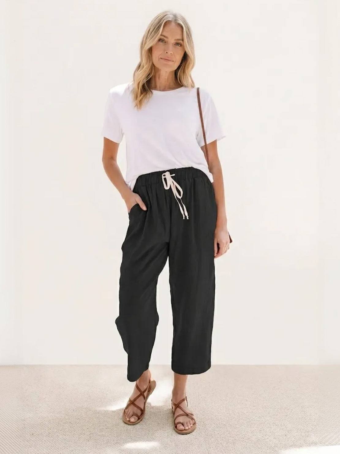 Alexa | Women's Drawstring Waist Casual Slim Fit Pants | The Bellemont Sisters Australia