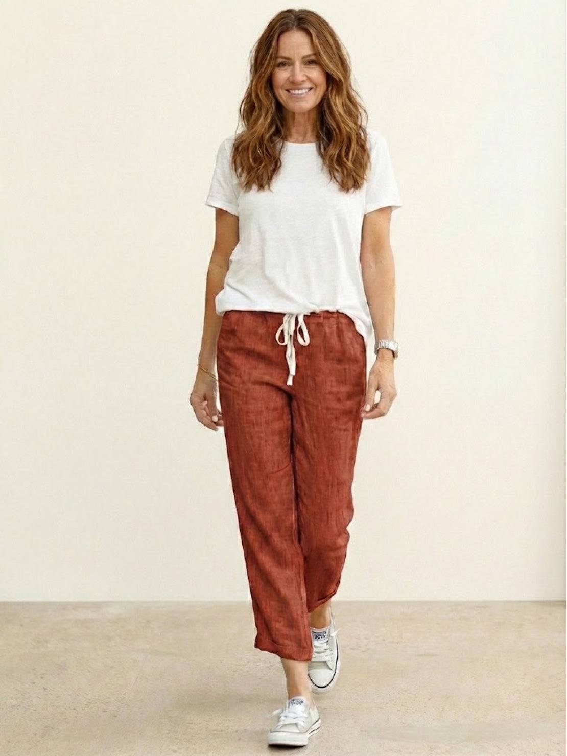 Alexa | Women's Drawstring Waist Casual Slim Fit Pants | The Bellemont Sisters Australia
