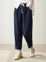 Alexa | Women's Drawstring Waist Casual Slim Fit Pants – Navy Blue | The Bellemont Sisters Australia