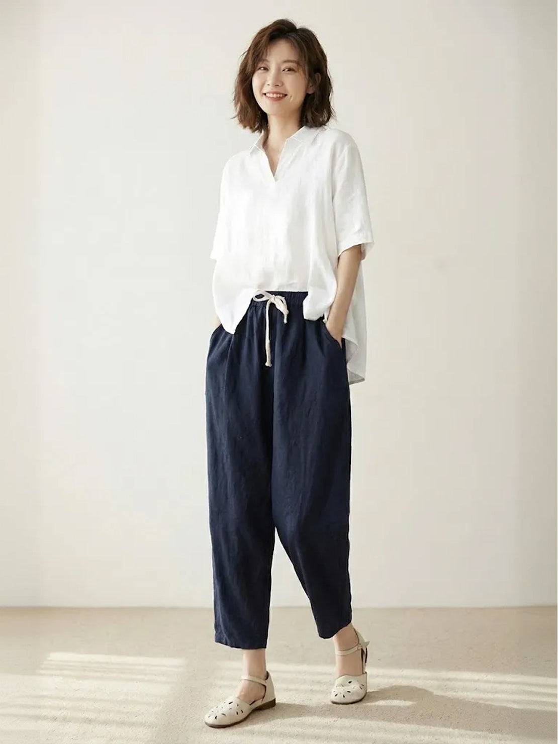 Alexa | Women's Drawstring Waist Casual Slim Fit Pants | The Bellemont Sisters Australia