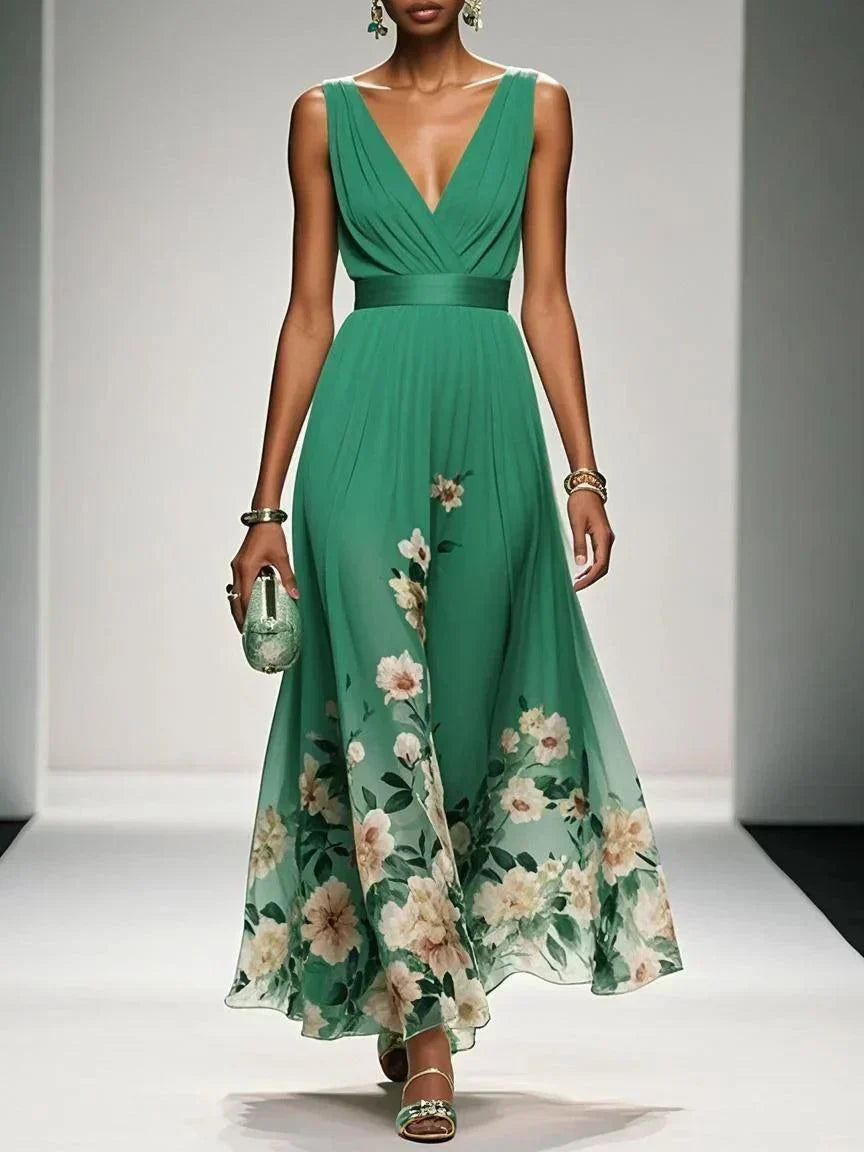 Isabella | Women's Floral Print Wedding Guest Dress – Green | The Bellemont Sisters Australia