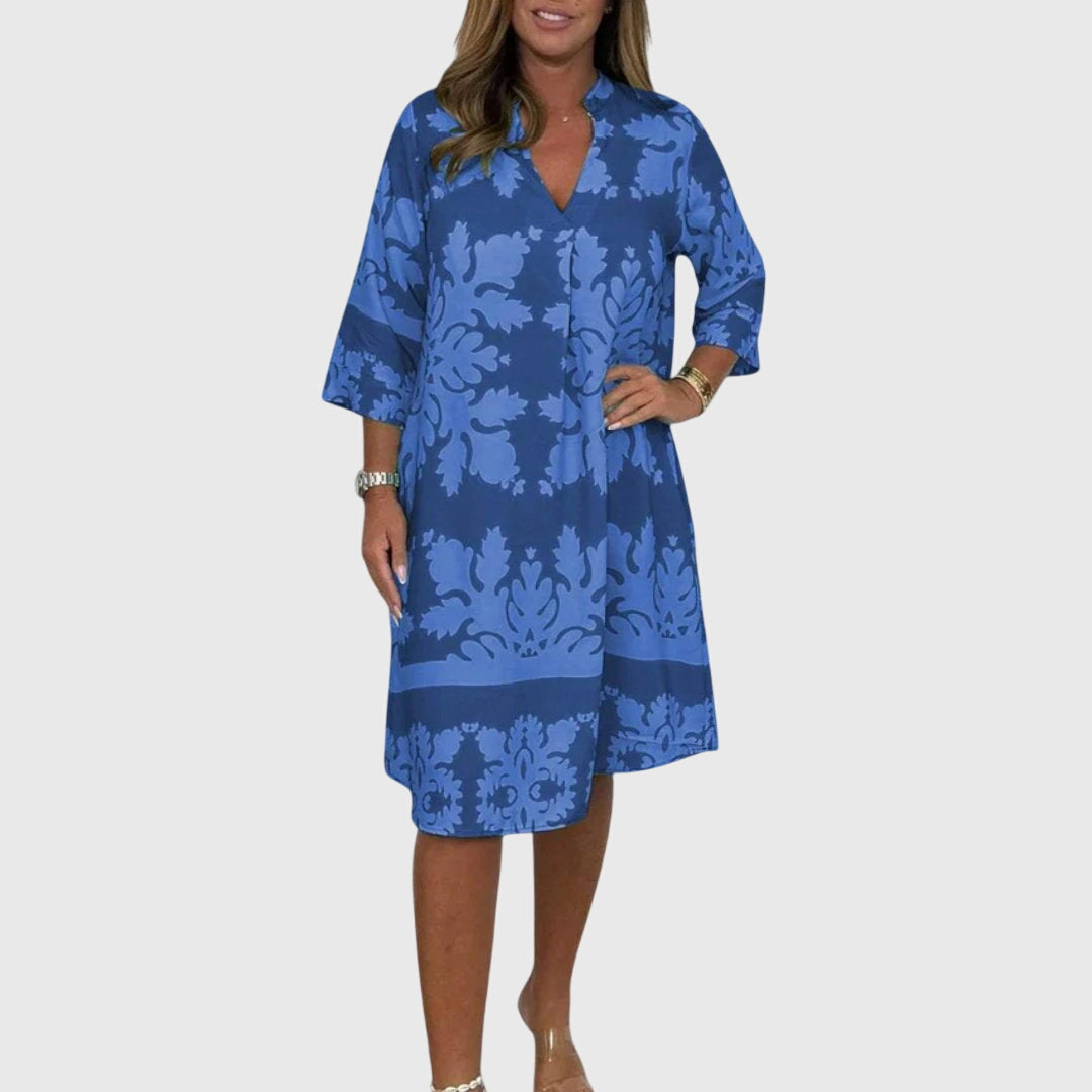 Daisy | Elegant Spring Dress – Blue/Navy Blue | The Bellemont Sisters Australia