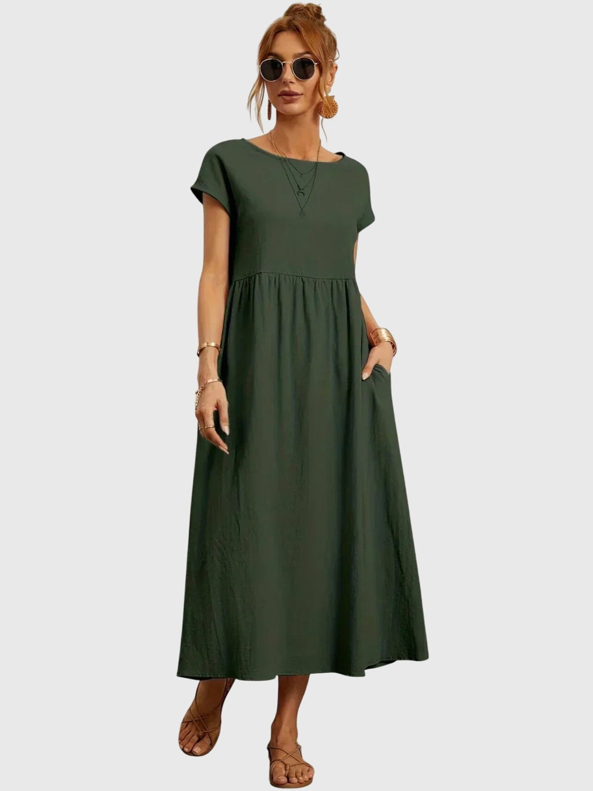 Giselle - Casual Pocket Dress – Green | The Bellemont Sisters Australia