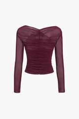 Michelle | Women Ruched Mesh Long Sleeve Top | The Bellemont Sisters Australia