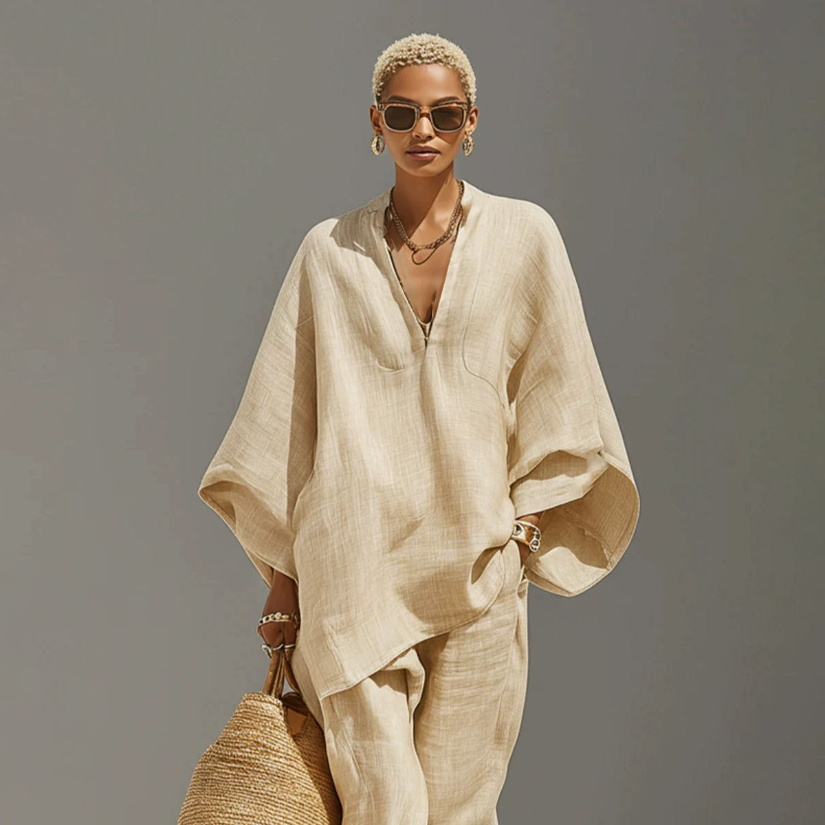 Batwing Sleeve V-Neck Lounge Set | The Bellemont Sisters Australia