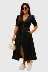 Jacqueline | Elegant Denim Dress – Black (almost sold out) | The Bellemont Sisters Australia