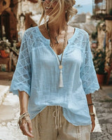 Cynthia | V-Neck Blouse with Lace Detail | The Bellemont Sisters Australia