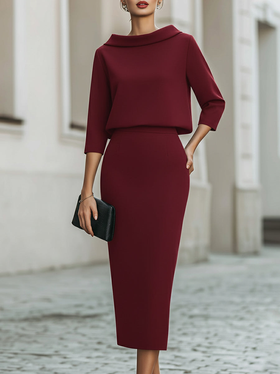 Brooks | Set with Boat Neckline – Burgundy | The Bellemont Sisters Australia