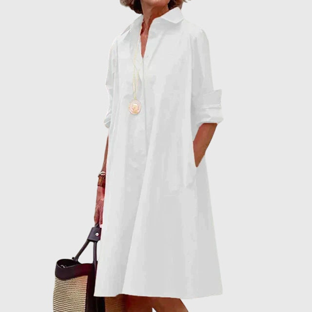 Paige - Elegant Dress With Pockets – White | The Bellemont Sisters Australia