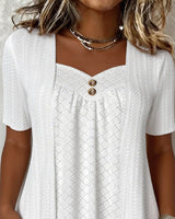 Carol | Faux Layered Square Collar Cutout Patchwork Shirt | The Bellemont Sisters Australia