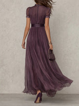 Celandine | Flowing Pleated High-Neck Maxi Dress for Women | The Bellemont Sisters Australia