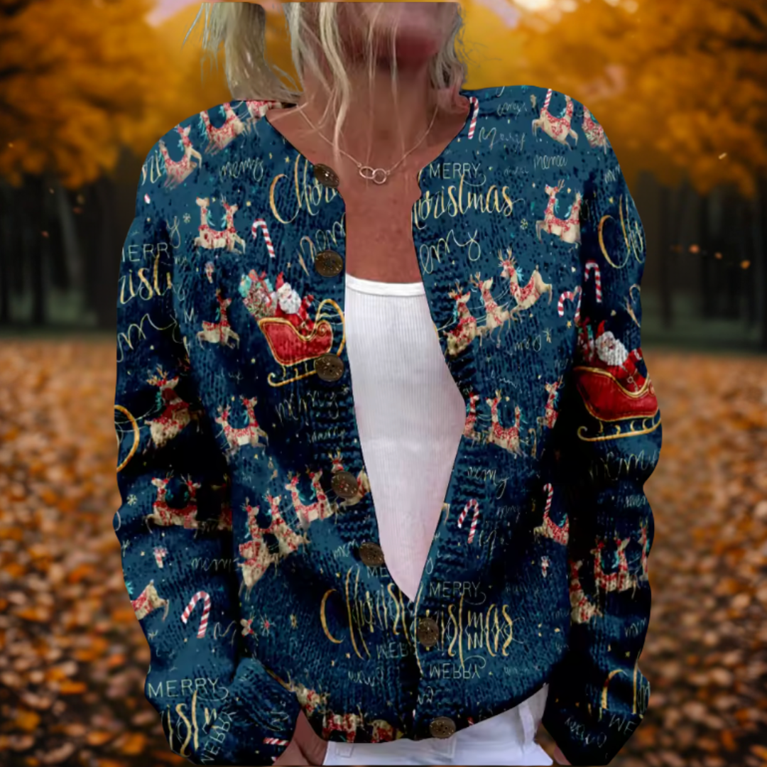 Kate | Santa Claus Cardigan – Multicolour | The Bellemont Sisters Australia