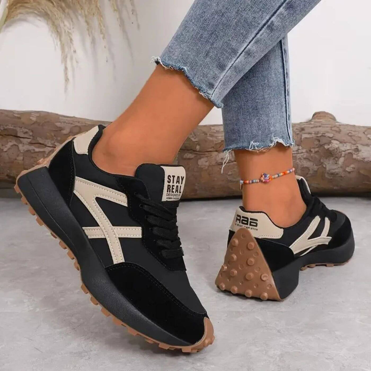 Colleyn | Orthopedic Sneakers – Black - Beige | The Bellemont Sisters Australia