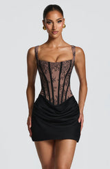 Isabella | Women's Elegant Corset Homecoming Dress – Khaki | The Bellemont Sisters Australia