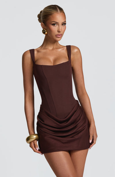 Isabella | Women's Elegant Corset Homecoming Dress – Brown | The Bellemont Sisters Australia