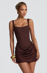 Isabella | Women's Elegant Corset Homecoming Dress – Brown | The Bellemont Sisters Australia