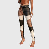 Calliope - Tube Pants With Color Block Pattern – Brown | The Bellemont Sisters Australia