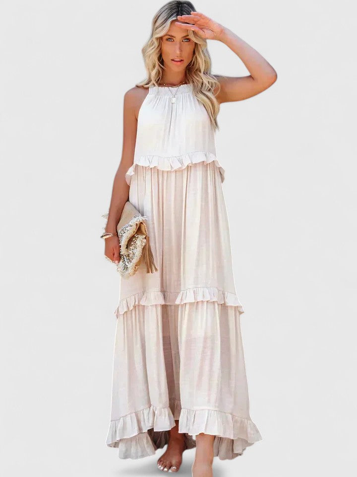 Shannon | Elegant Dress – Beige | The Bellemont Sisters Australia
