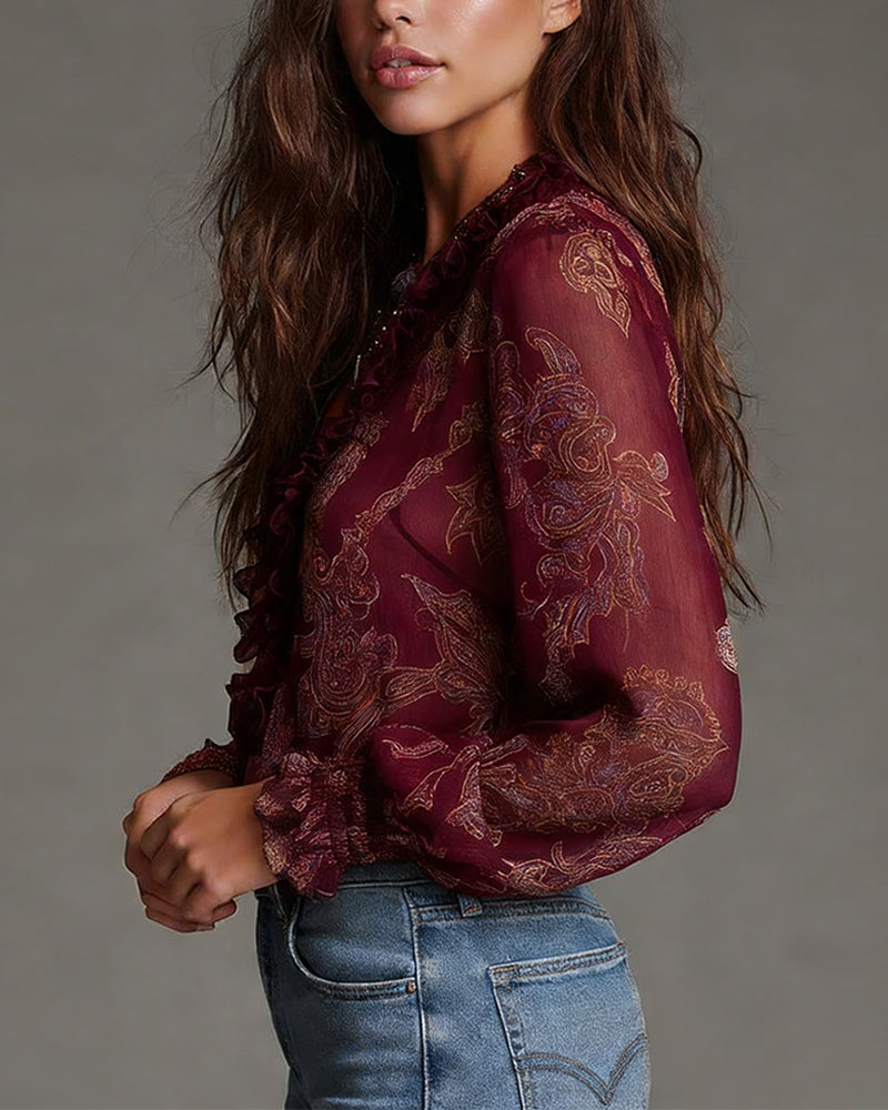 Demi | Zip Ruffled Retro Blouse | The Bellemont Sisters Australia