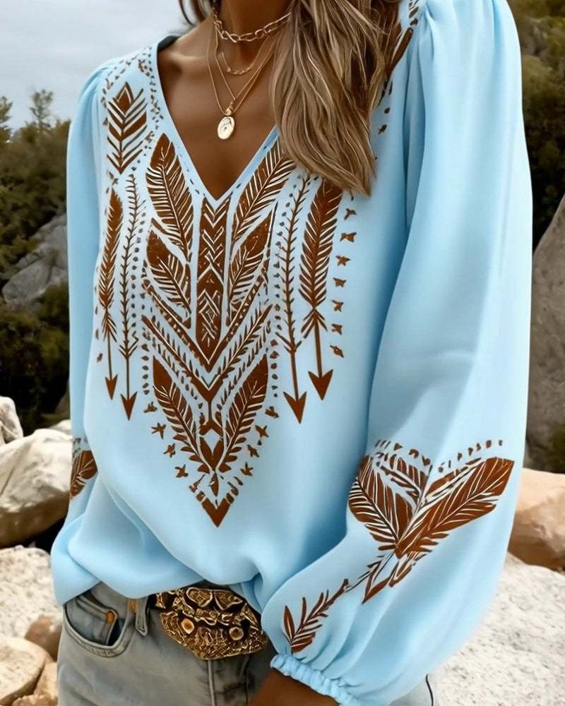 Sandra | Puffed Sleeve Blouse with Wide V-Neck | The Bellemont Sisters Australia