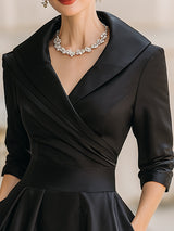 Sandy - Vintage-Inspired Satin Midi Dress With Draped Collar | The Bellemont Sisters Australia