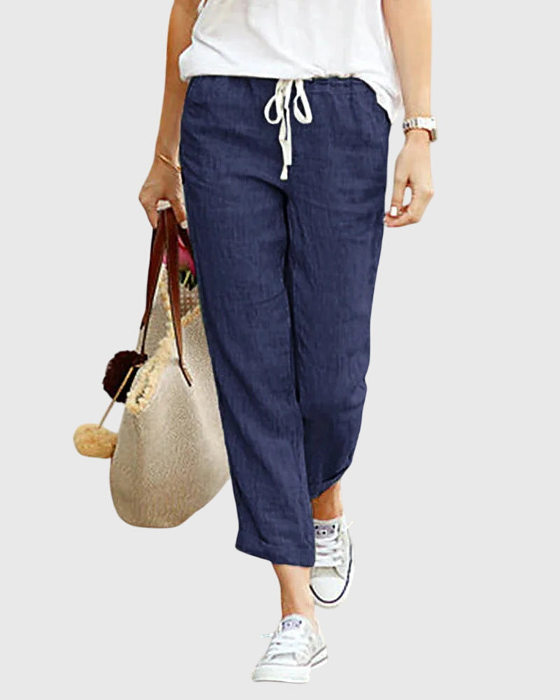 Zanra | Elegant Summer Pants – Navy Blue | The Bellemont Sisters Australia