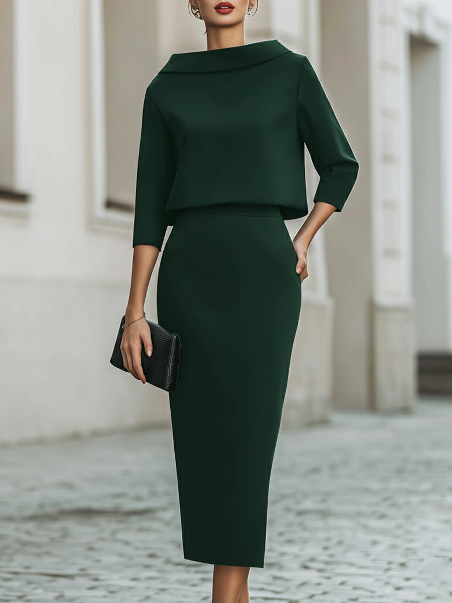 Brooks | Set with Boat Neckline – Emerald Green | The Bellemont Sisters Australia