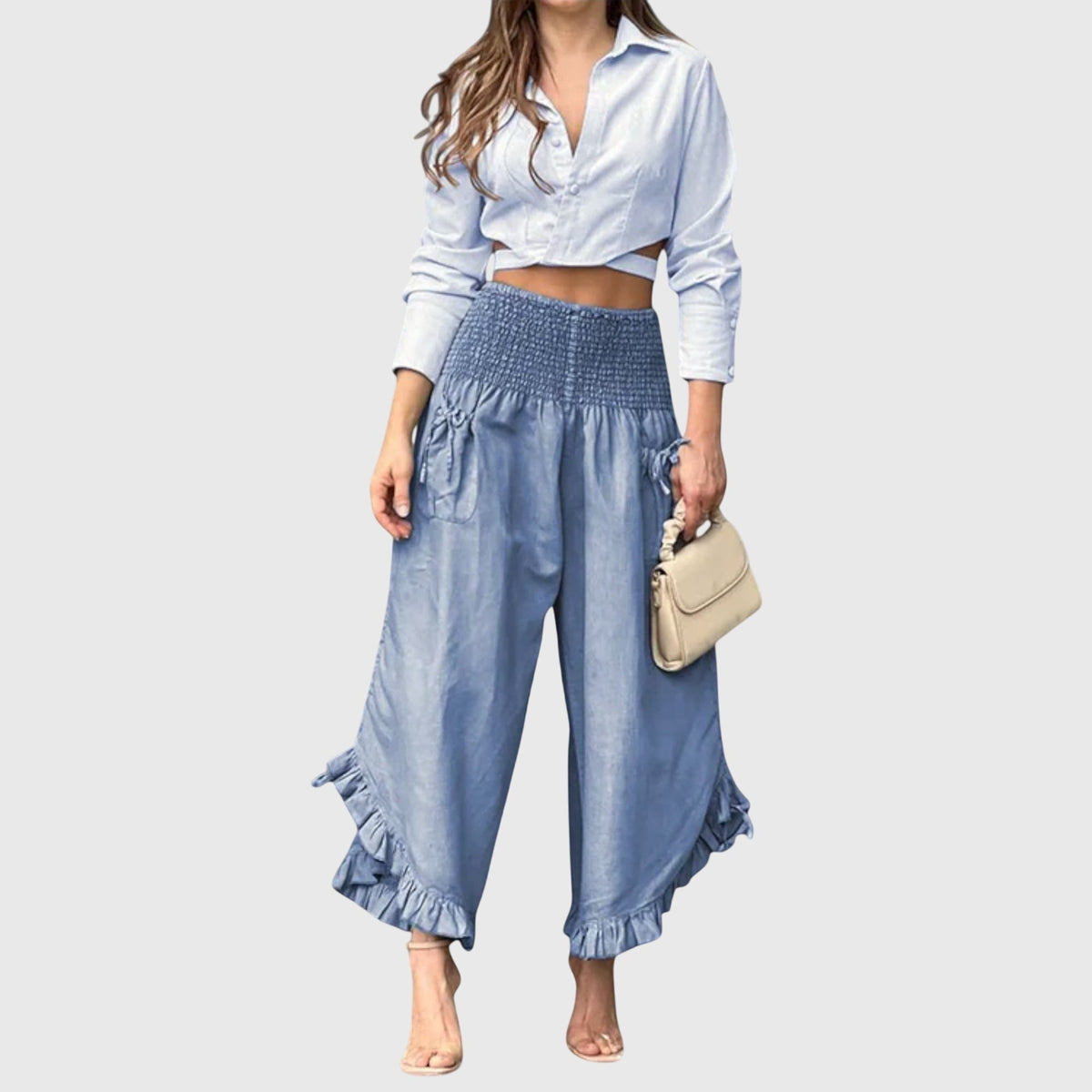 Jaya - Casual Pants With Fashionable Pleats – Blue | The Bellemont Sisters Australia