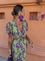 Florence | Elegant Summer Dress – Green/Purple | The Bellemont Sisters Australia