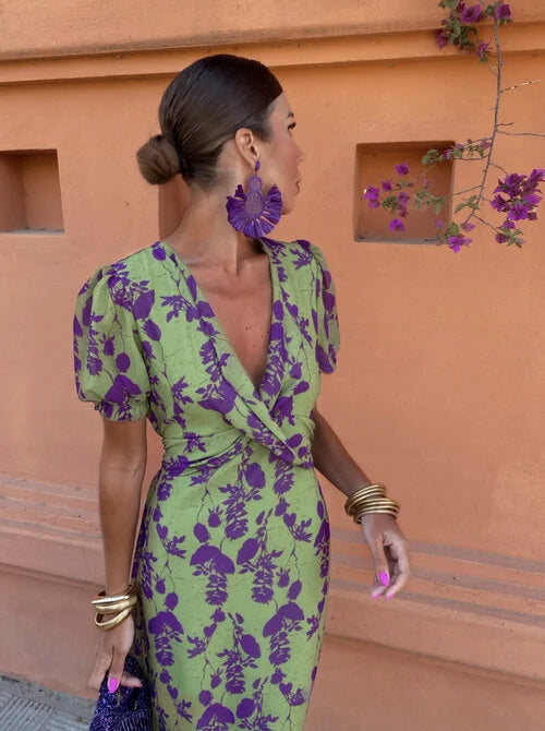 Florence | Elegant Summer Dress – Green/Purple | The Bellemont Sisters Australia