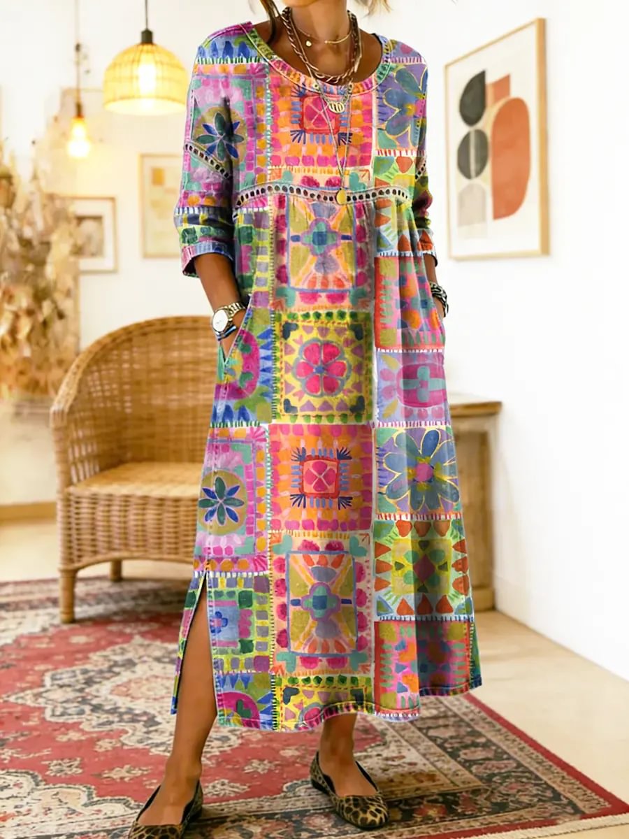 Pilar | Ethnic Print Dress – Geometric | The Bellemont Sisters Australia