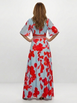 Corinne | V Neck Short Sleeve Floral Maxi Dress | The Bellemont Sisters Australia