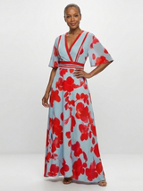 Corinne | V Neck Short Sleeve Floral Maxi Dress | The Bellemont Sisters Australia