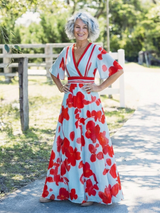 Corinne | V Neck Short Sleeve Floral Maxi Dress | The Bellemont Sisters Australia