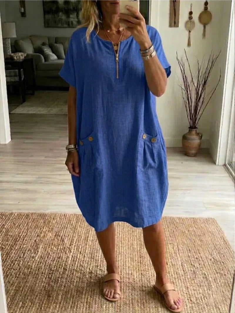 Pascale™ | Zip-Front Maxi Dress – Blue | The Bellemont Sisters Australia