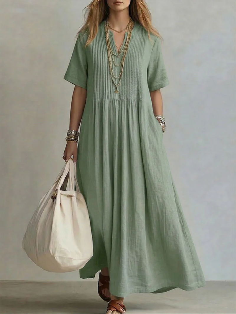 Noor™ | Pleated Dress – Green | The Bellemont Sisters Australia