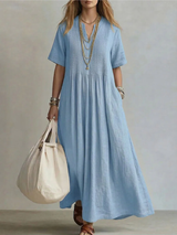 Nathalia™ Pleated Dress – Blue | The Bellemont Sisters Australia