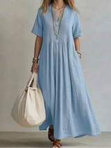 Noor | Elegant Flowing Pleated Dress – Blue | The Bellemont Sisters Australia