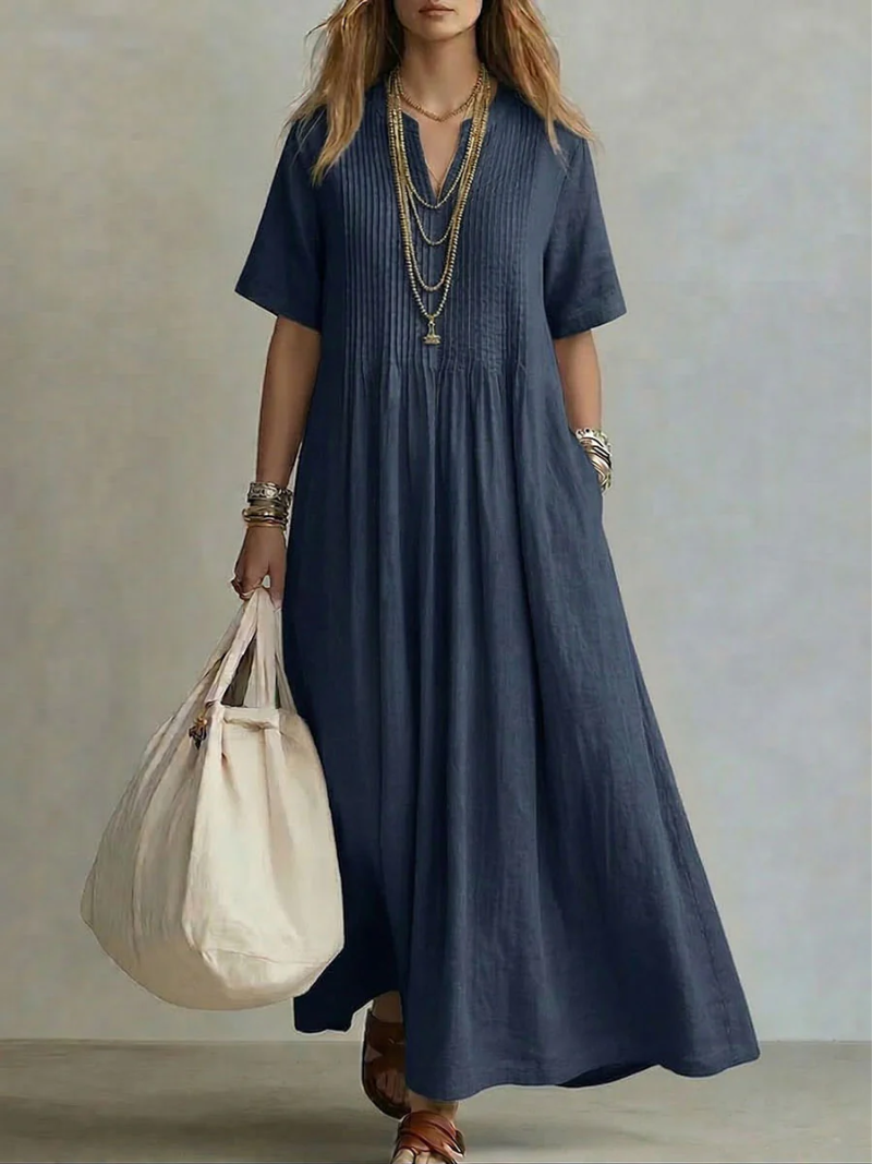 Noor™ | Pleated Dress – Navy Blue (Almost Sold Out) | The Bellemont Sisters Australia