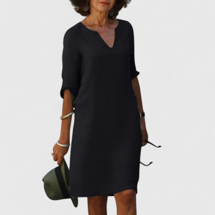 Taylor | Comfortable V-Neck Dress – Black | The Bellemont Sisters Australia
