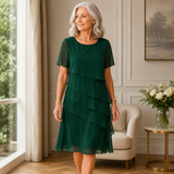 LINDA  | Elegant Comfort Ruffle Dress – Green | The Bellemont Sisters Australia