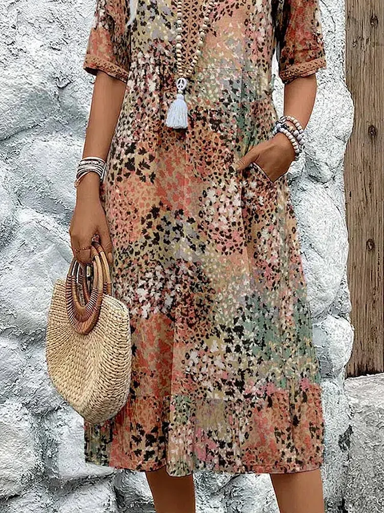 Arabella | Vibrant Pattern Midi Dress | The Bellemont Sisters Australia