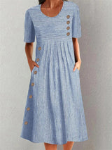 Belle | Striped Summer Dress – Blue | The Bellemont Sisters Australia
