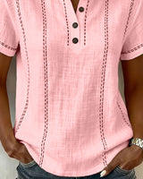 Linda | Casual Button V-Neck T-Shirt | The Bellemont Sisters Australia