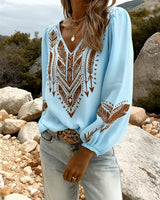Sandra | Puffed Sleeve Blouse with Wide V-Neck | The Bellemont Sisters Australia