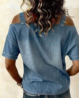 Patricia | Off-Shoulder Denim Shirt | The Bellemont Sisters Australia